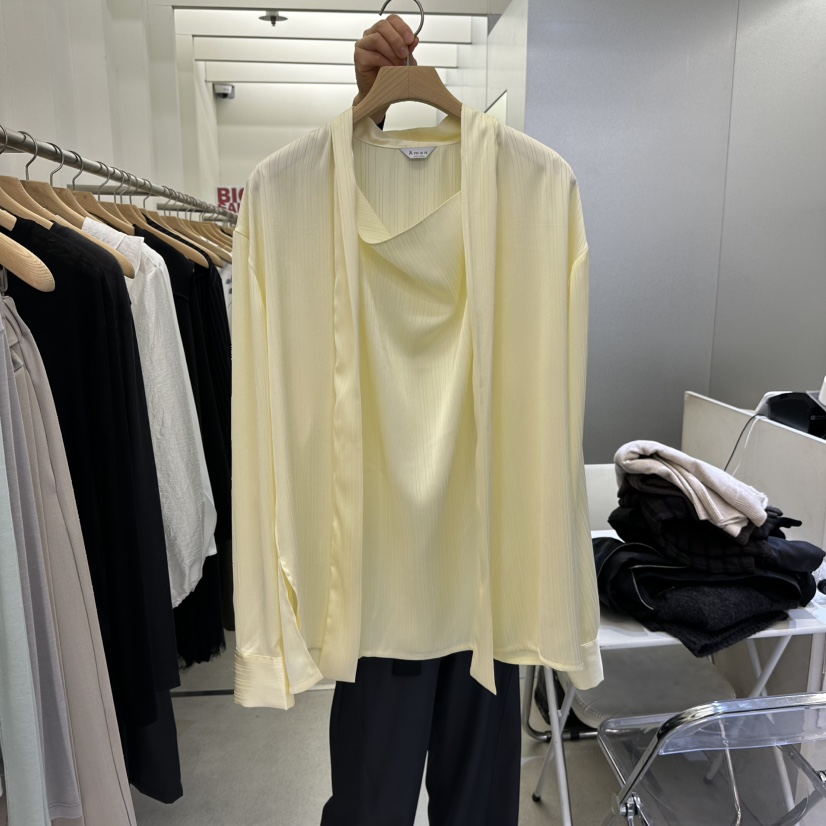 AMON東大門代購女士新款熱賣26春夏職業時尚人氣襯衫蕾絲衫AMON襯衫/蕾絲衫圖色2