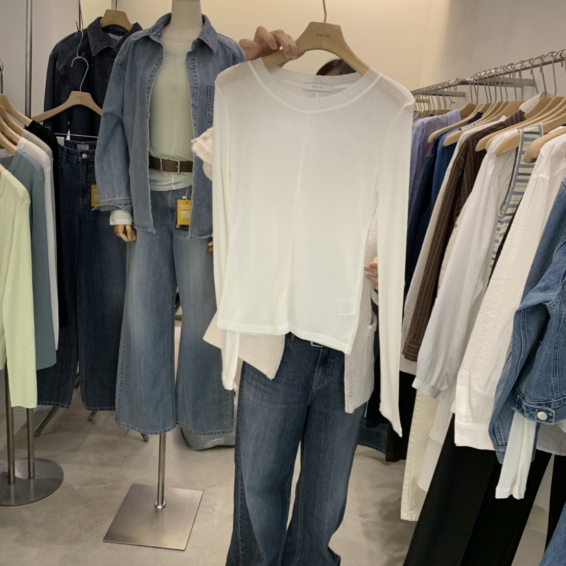 PHILO韓國直郵女士新品人氣推薦時尚休閑26春夏真品長袖T恤PHILO長袖T恤圖色1