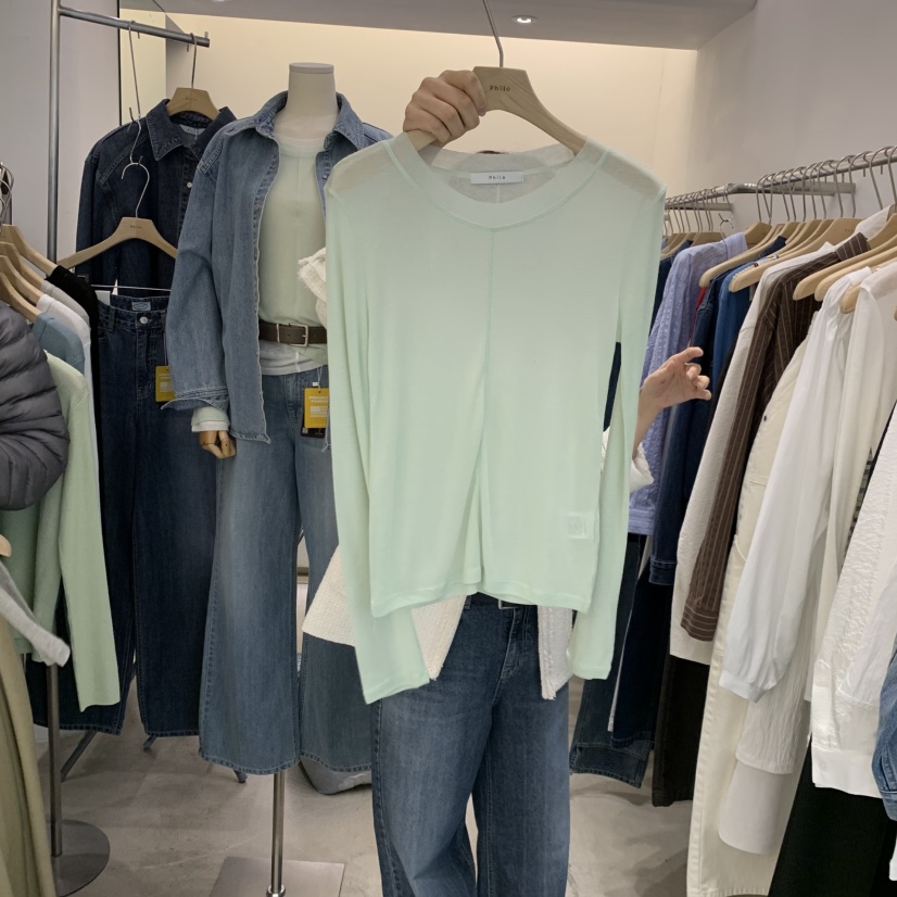 PHILO韓國直郵女士新品人氣推薦時尚休閑26春夏真品長袖T恤PHILO長袖T恤圖色2