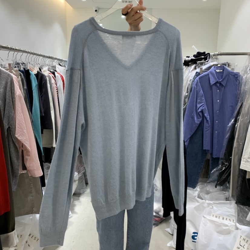 THE REST韓國直郵女裝新品熱賣職業時尚針織衫V領羊毛混紡THE REST/UNNOEUD針織衫