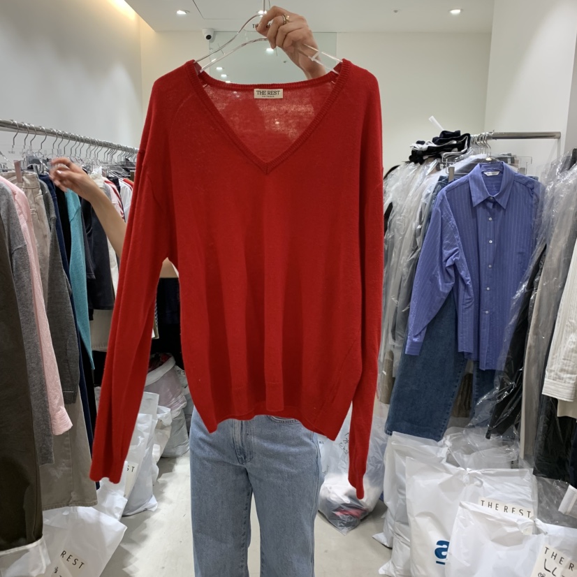 THE REST韓國直郵女裝新品熱賣職業時尚針織衫V領羊毛混紡THE REST/UNNOEUD針織衫圖色1