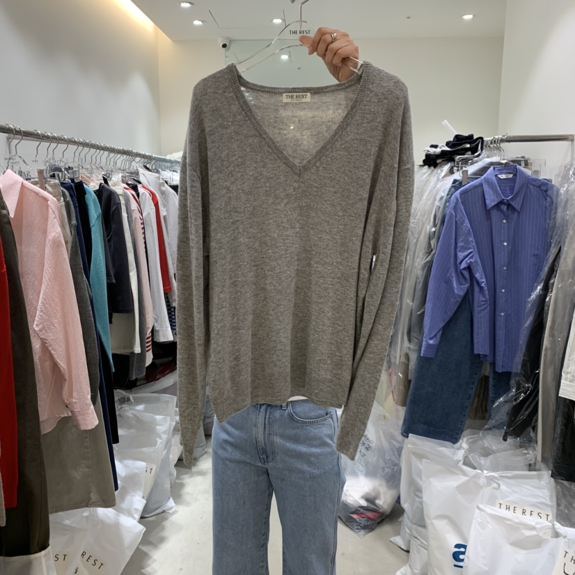 THE REST韓國直郵女裝新品熱賣職業時尚針織衫V領羊毛混紡THE REST/UNNOEUD針織衫圖色2