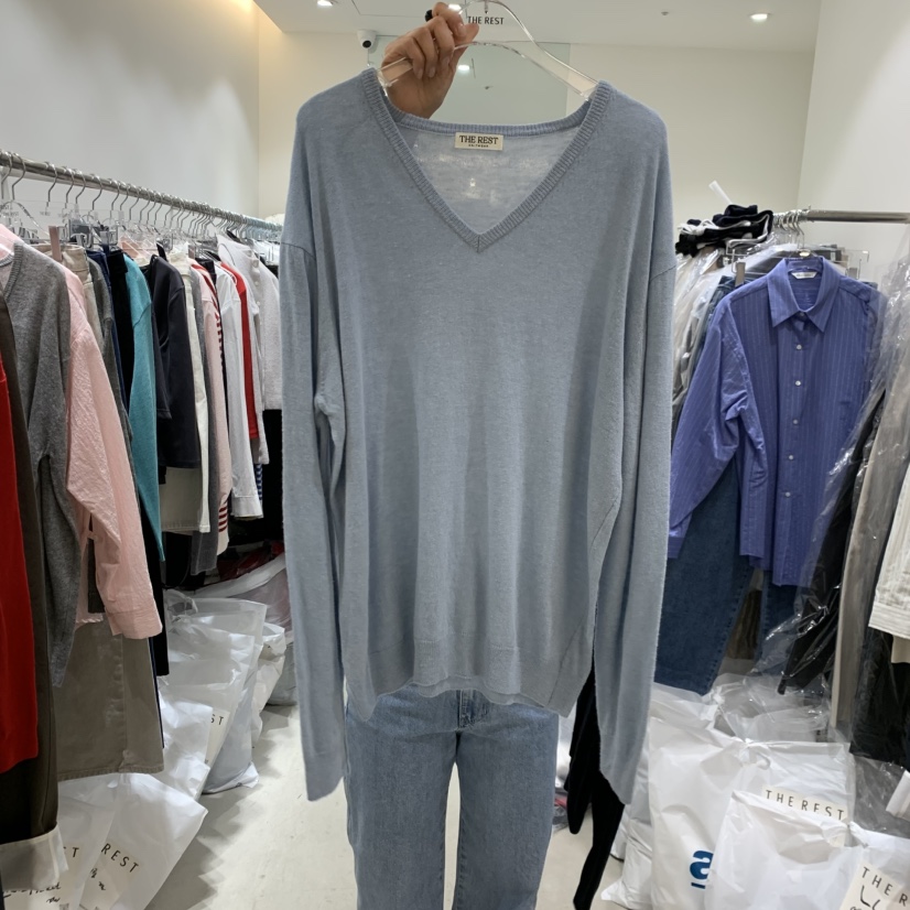 THE REST韓國直郵女裝新品熱賣職業時尚針織衫V領羊毛混紡THE REST/UNNOEUD針織衫圖色4