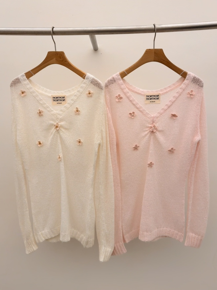 THORE東大門代購女裝新品時尚人氣職業熱賣26春夏針織衫V領THORE針織衫