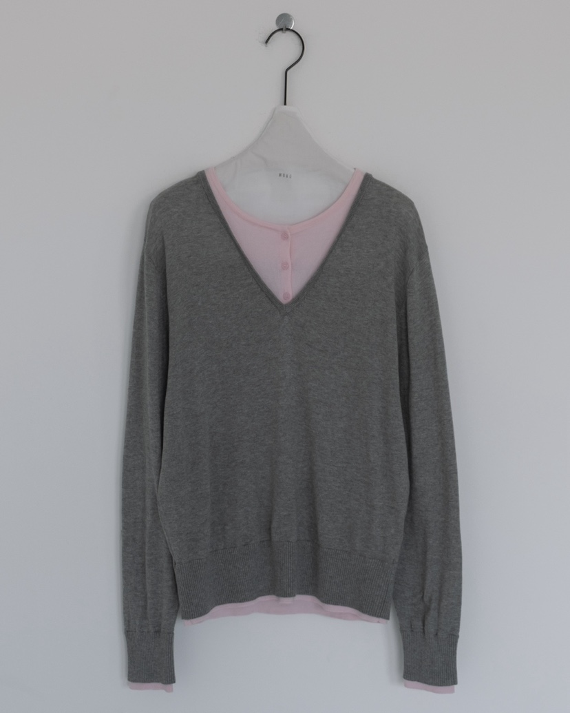 HONG-P韓國直郵女裝新品休閑職業26春夏熱賣推薦針織衫雙領HONG-P針織衫圖色1