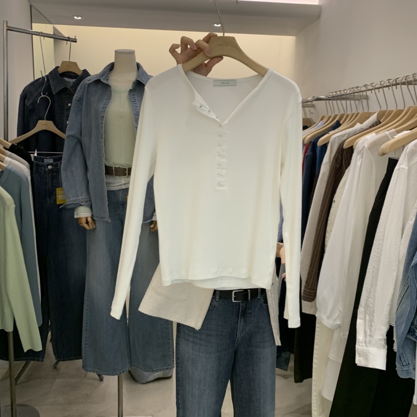 PHILO韓國直郵女裝新款職業人氣推薦26春夏長袖T恤單排扣PHILO長袖T恤圖色1