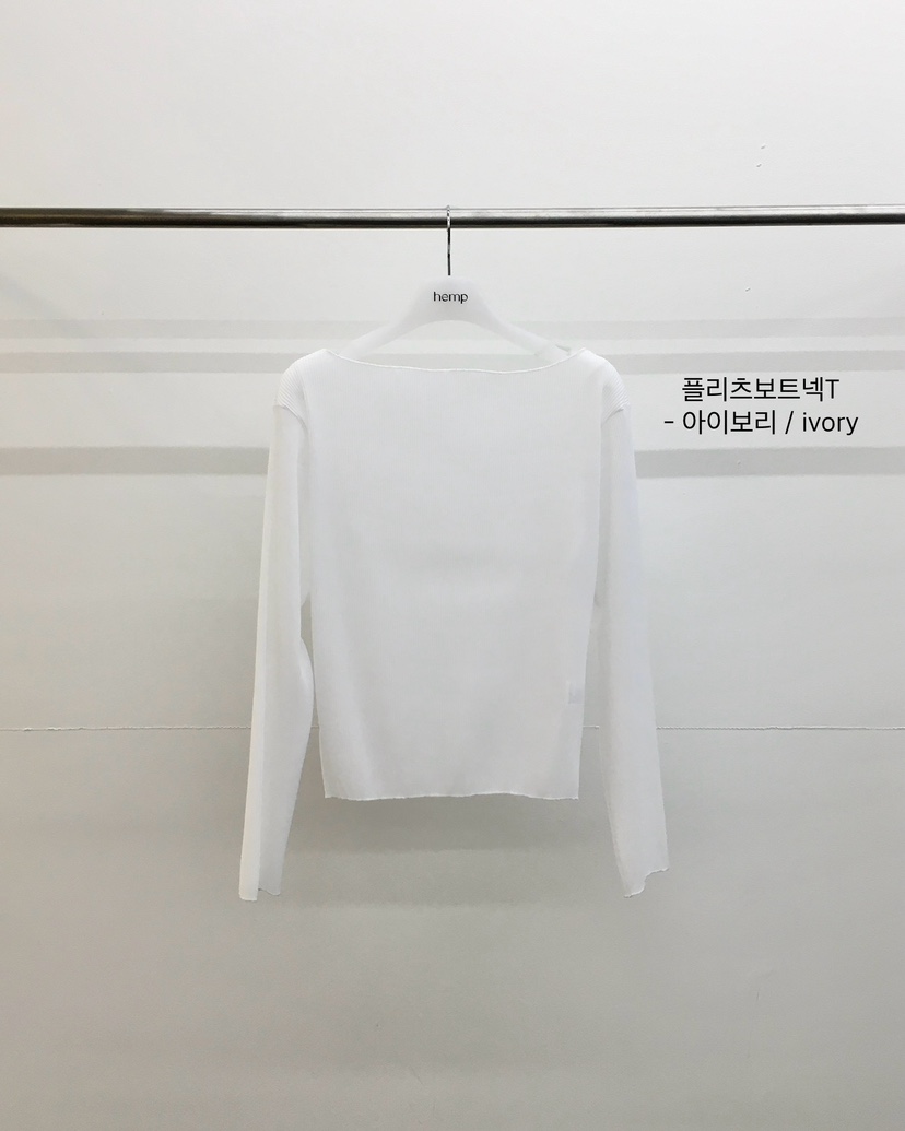 HEMP-P東大門實拍女裝新款人氣真品推薦長袖T恤船領褶裥hemp長袖T恤圖色1