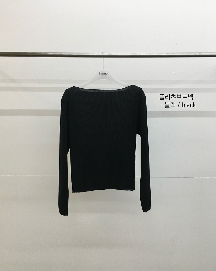 HEMP-P東大門實拍女裝新款人氣真品推薦長袖T恤船領褶裥hemp長袖T恤圖色2