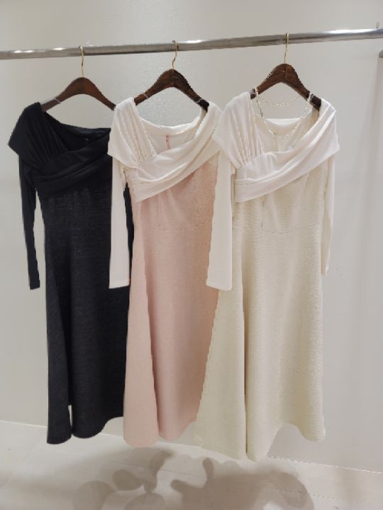 CATS韓國直郵女士新款推薦時尚職業休閑熱賣人氣連衣裙露肩CAT.S連衣裙