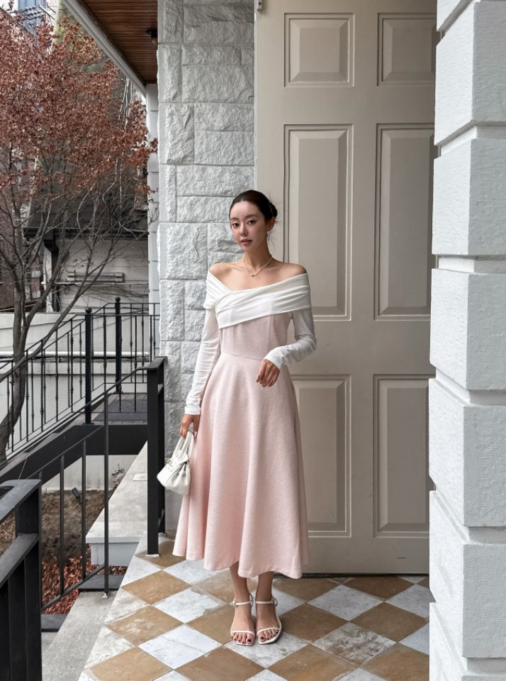 CATS韓國直郵女士新款推薦時尚職業休閑熱賣人氣連衣裙露肩CAT.S連衣裙