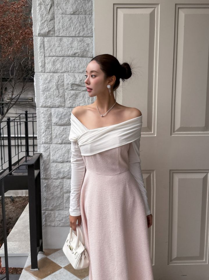 CATS韓國直郵女士新款推薦時尚職業休閑熱賣人氣連衣裙露肩CAT.S連衣裙