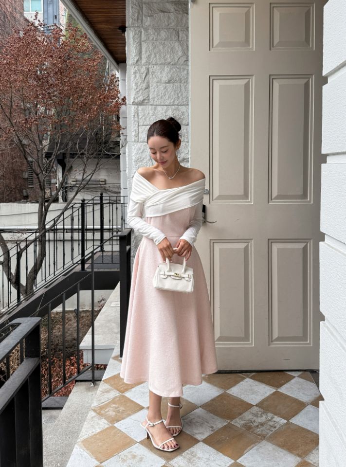 CATS韓國直郵女士新款推薦時尚職業休閑熱賣人氣連衣裙露肩CAT.S連衣裙