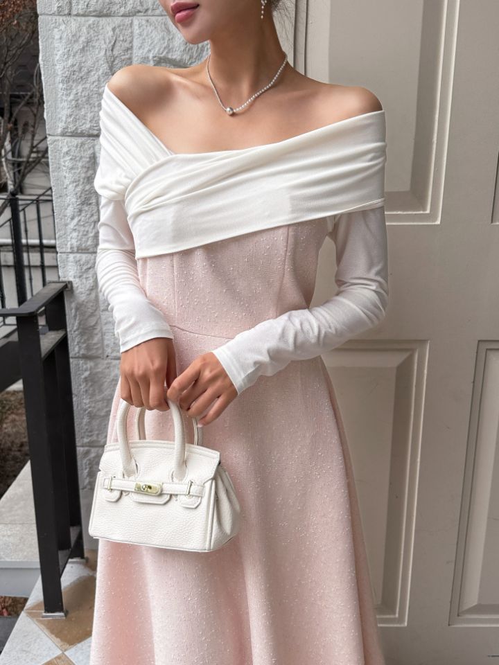 CATS韓國直郵女士新款推薦時尚職業休閑熱賣人氣連衣裙露肩CAT.S連衣裙