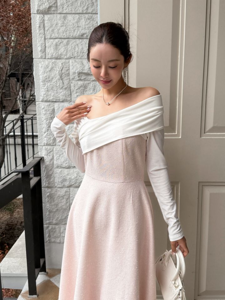 CATS韓國直郵女士新款推薦時尚職業休閑熱賣人氣連衣裙露肩CAT.S連衣裙