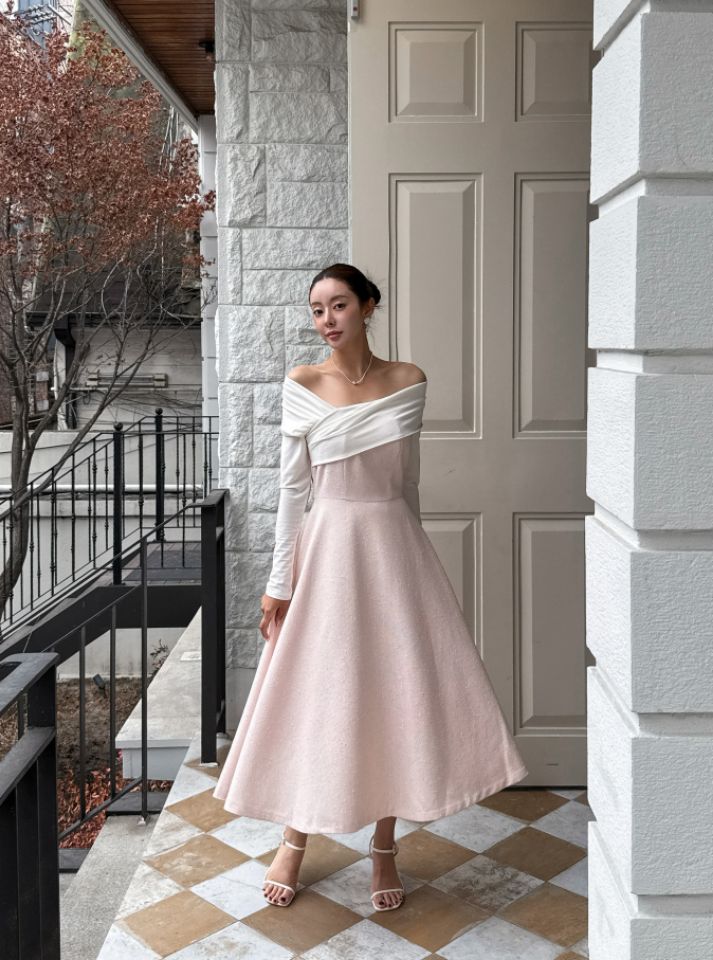 CATS韓國直郵女士新款推薦時尚職業休閑熱賣人氣連衣裙露肩CAT.S連衣裙