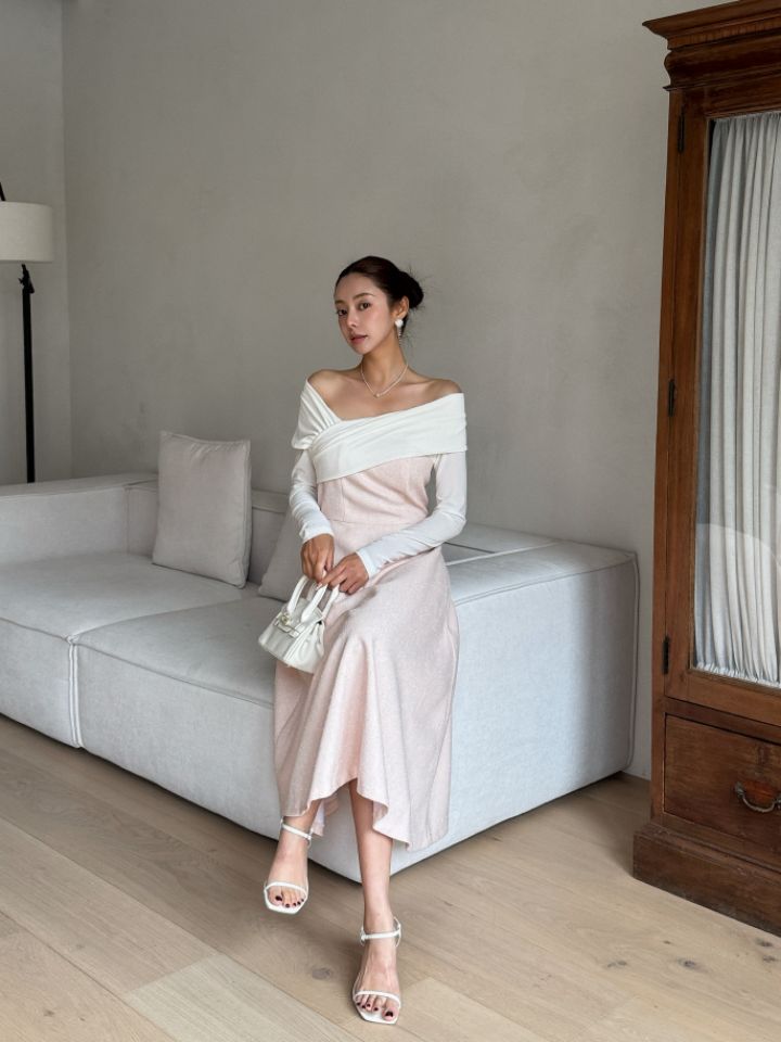 CATS韓國直郵女士新款推薦時尚職業休閑熱賣人氣連衣裙露肩CAT.S連衣裙