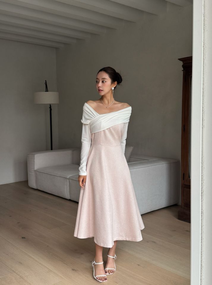 CATS韓國直郵女士新款推薦時尚職業休閑熱賣人氣連衣裙露肩CAT.S連衣裙