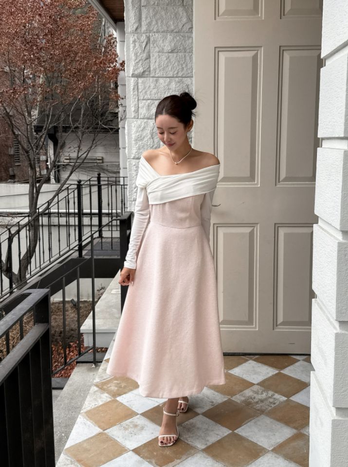 CATS韓國直郵女士新款推薦時尚職業休閑熱賣人氣連衣裙露肩CAT.S連衣裙