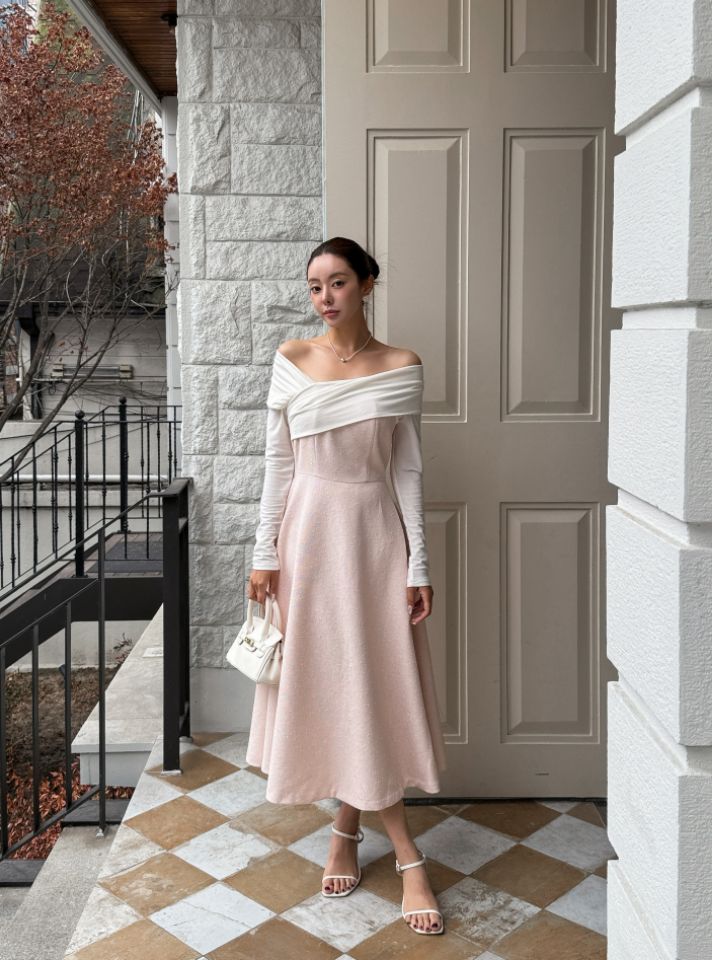 CATS韓國直郵女士新款推薦時尚職業休閑熱賣人氣連衣裙露肩CAT.S連衣裙