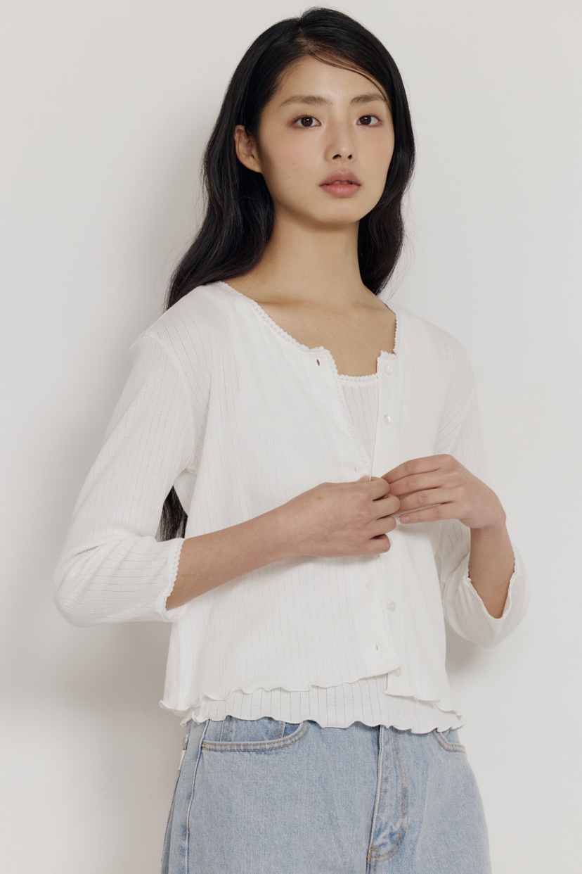 AMY GRACE-A韓國代購女士新品時尚真品套裝套裝蕾絲開衫AMY GRACE-A套裝