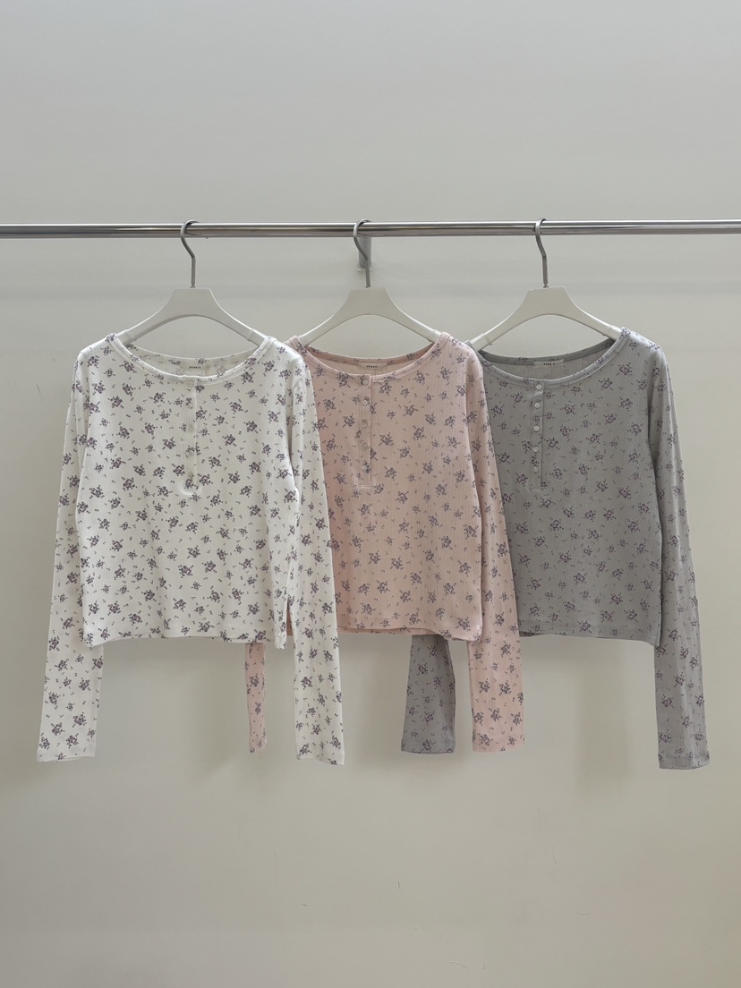 PEBBLE韓國直郵女士新品休閑職業推薦熱賣時尚長袖T恤紐扣PEBBLE長袖T恤