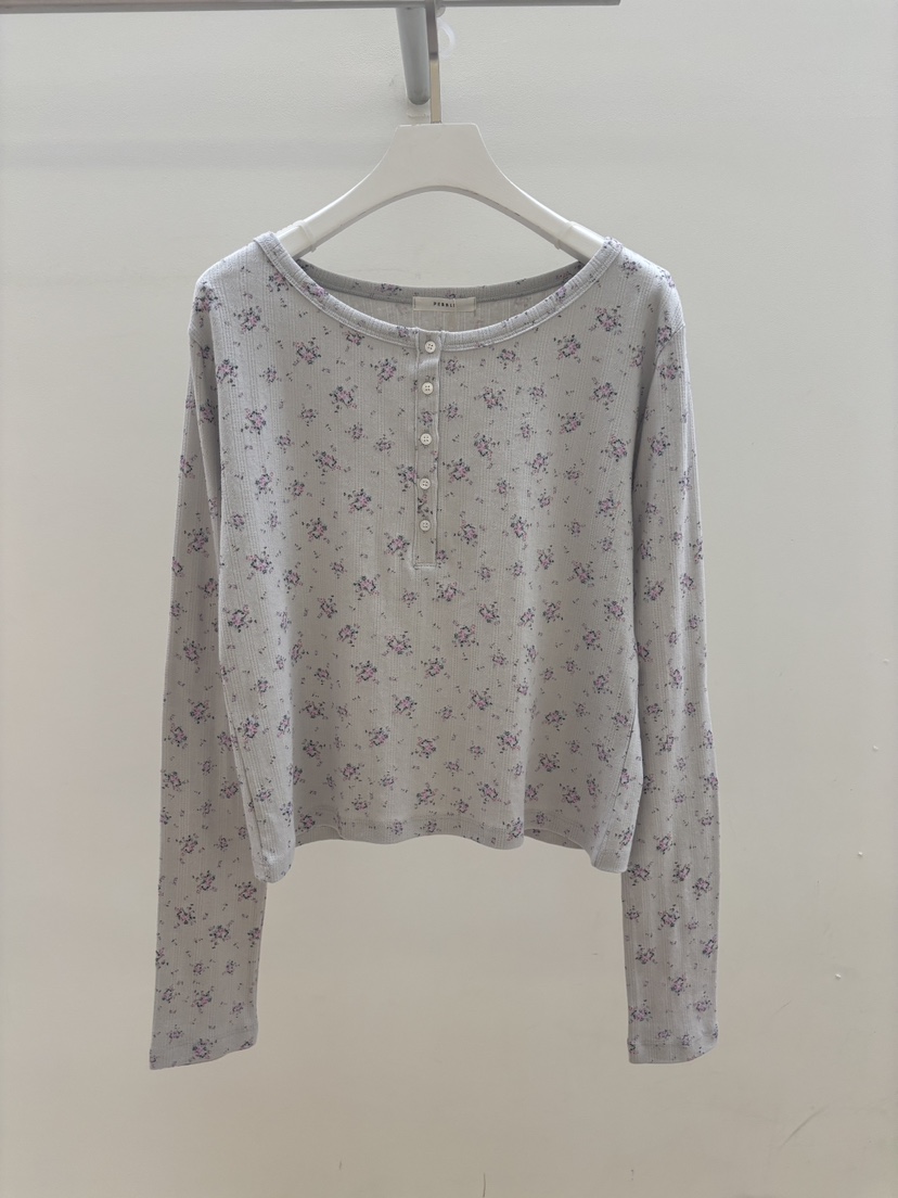 PEBBLE韓國直郵女士新品休閑職業推薦熱賣時尚長袖T恤紐扣PEBBLE長袖T恤圖色3