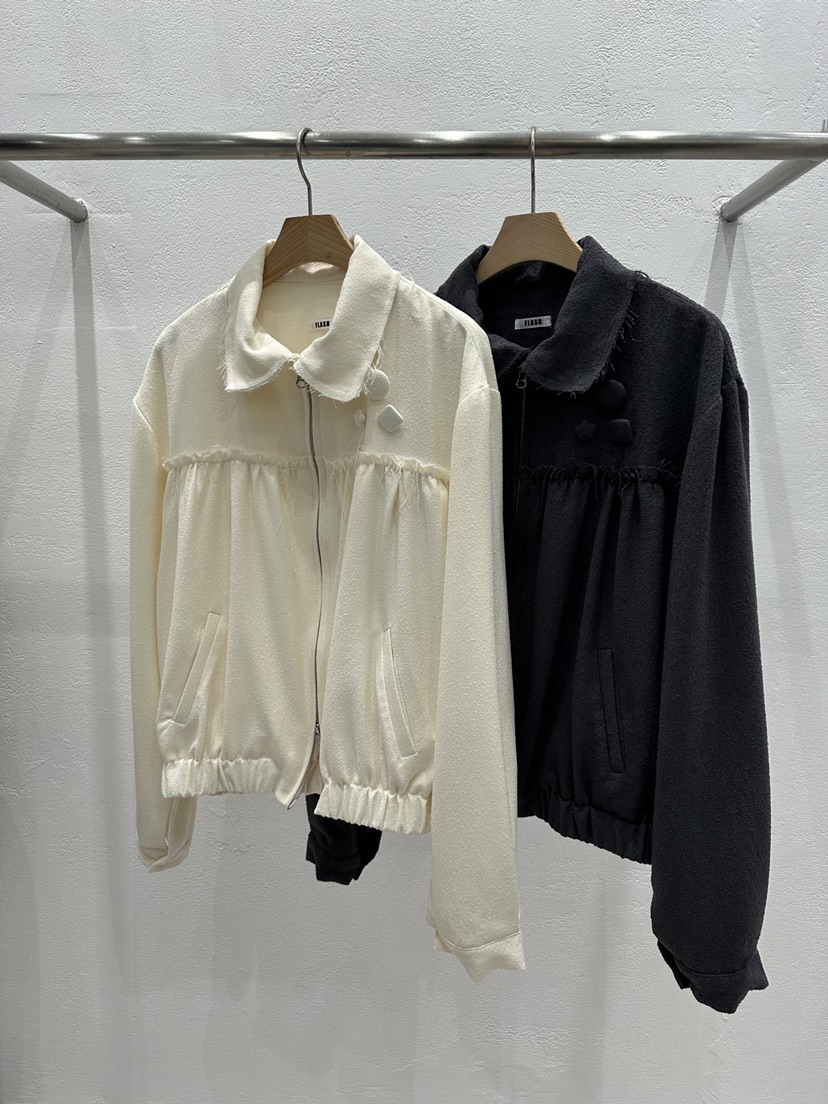 FLASH/I LOVE ME東大門直郵女裝新品推薦夾克粗花呢紐扣FLASH/I LOVE ME夾克