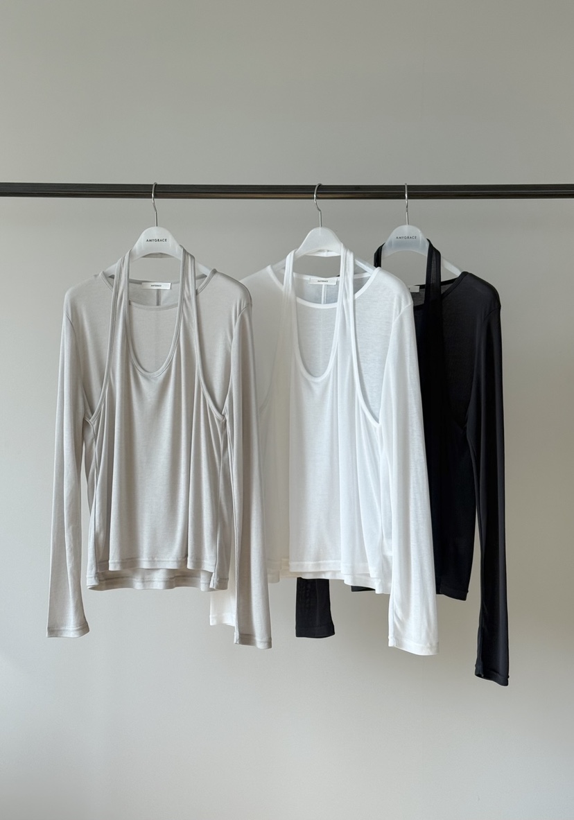 AMY GRACE-A東大門代購女士新品休閑熱賣長袖T恤假兩件AMY GRACE-A長袖T恤