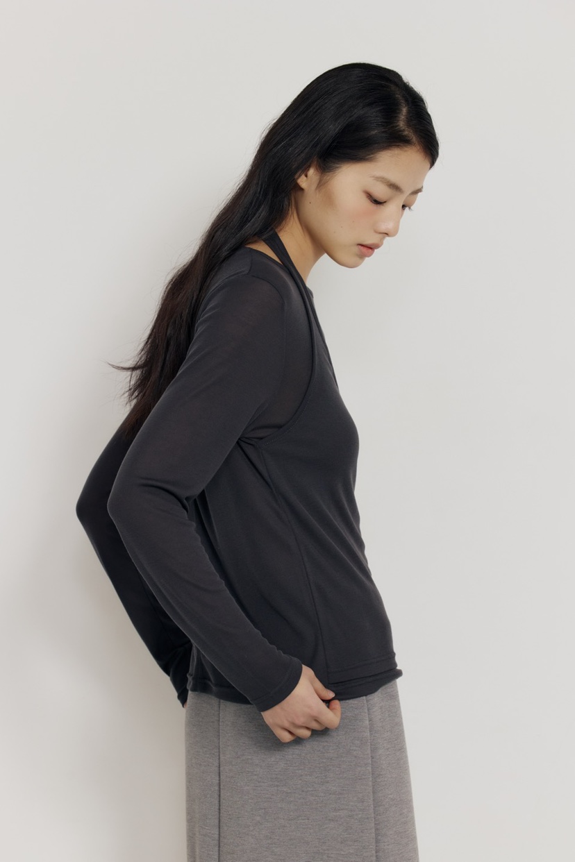 AMY GRACE-A東大門代購女士新品休閑熱賣長袖T恤假兩件AMY GRACE-A長袖T恤