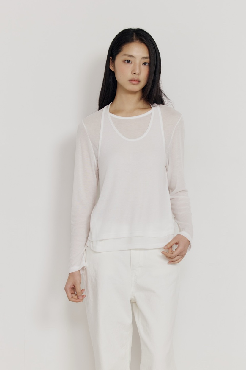 AMY GRACE-A東大門代購女士新品休閑熱賣長袖T恤假兩件AMY GRACE-A長袖T恤