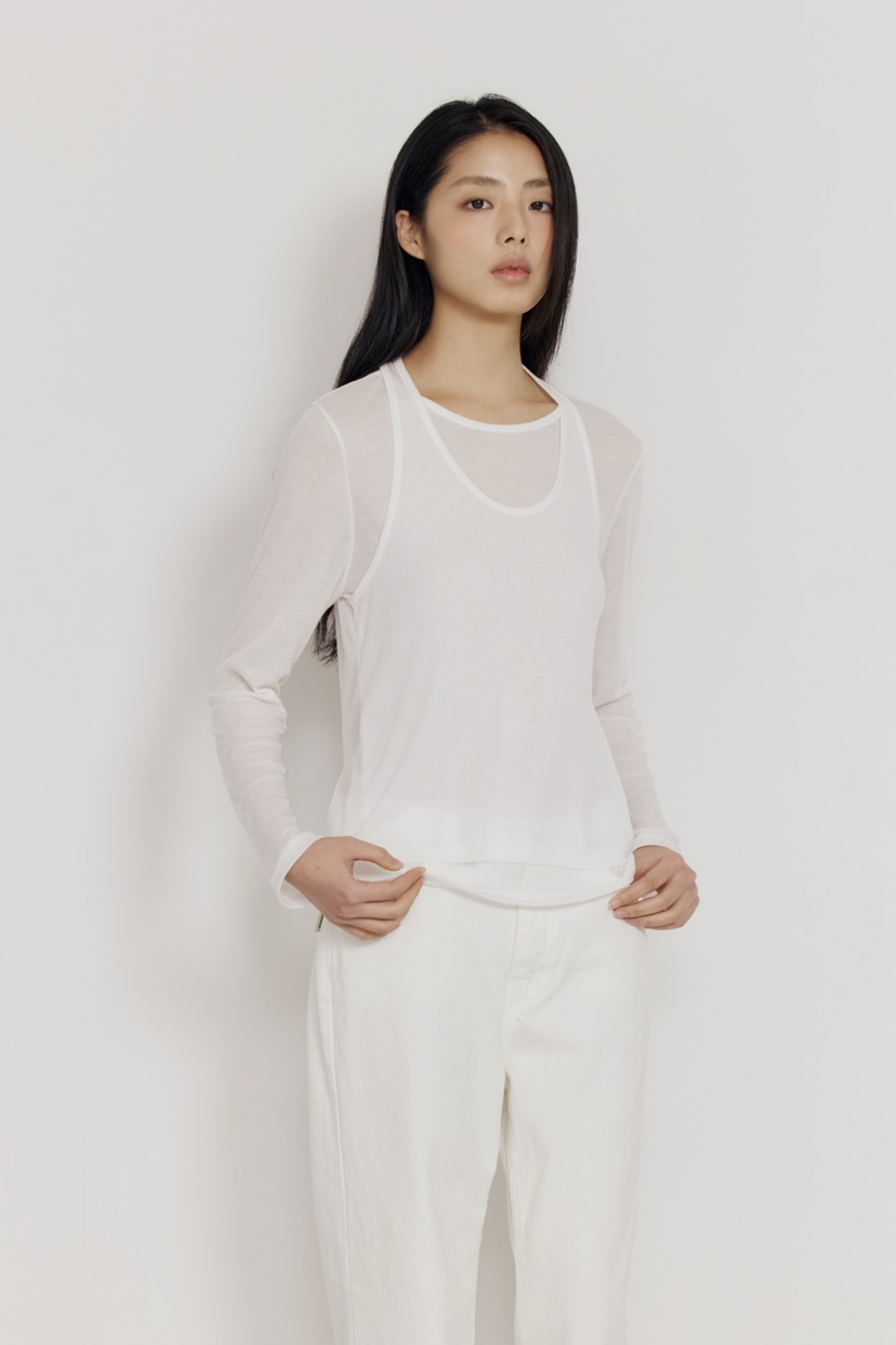 AMY GRACE-A東大門代購女士新品休閑熱賣長袖T恤假兩件AMY GRACE-A長袖T恤