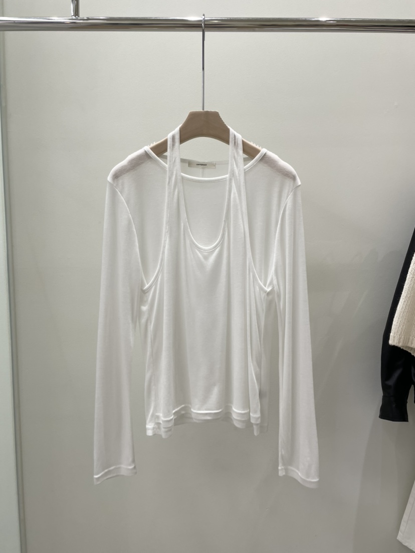 AMY GRACE-A東大門代購女士新品休閑熱賣長袖T恤假兩件AMY GRACE-A長袖T恤圖色1