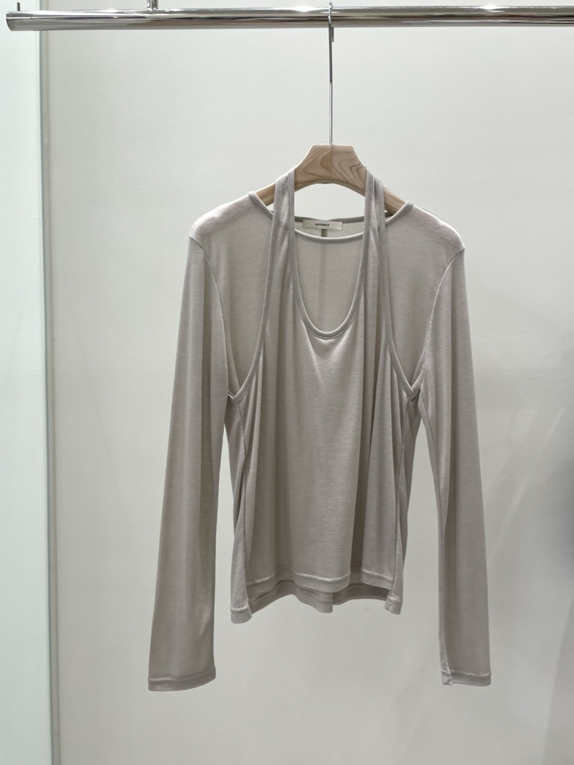 AMY GRACE-A東大門代購女士新品休閑熱賣長袖T恤假兩件AMY GRACE-A長袖T恤圖色2