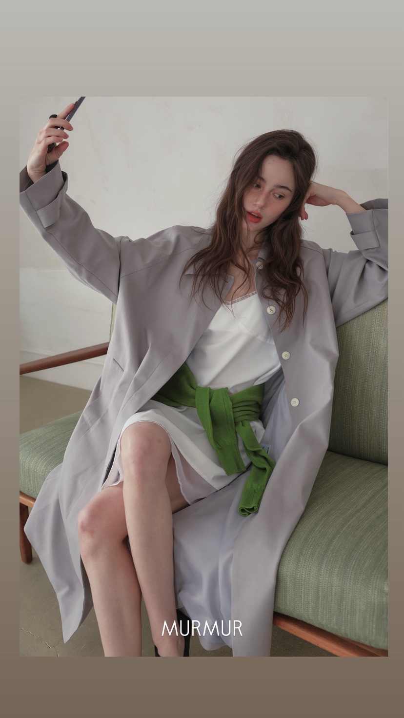 MURMUR韓國代購女士新品推薦職業人氣真品長款風衣含腰帶MURMUR長款風衣