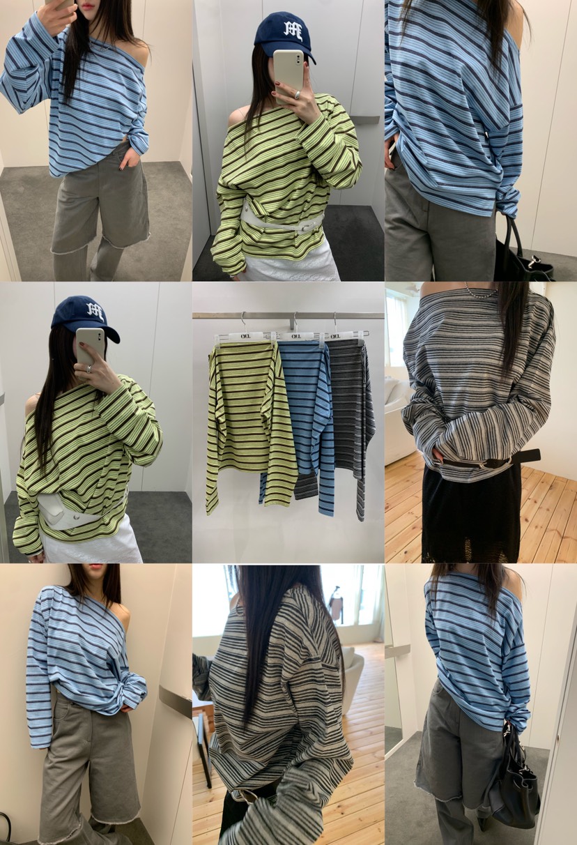 EYEL東大門代購女士新款人氣推薦熱賣職業26春夏長袖T恤條紋EYEL長袖T恤