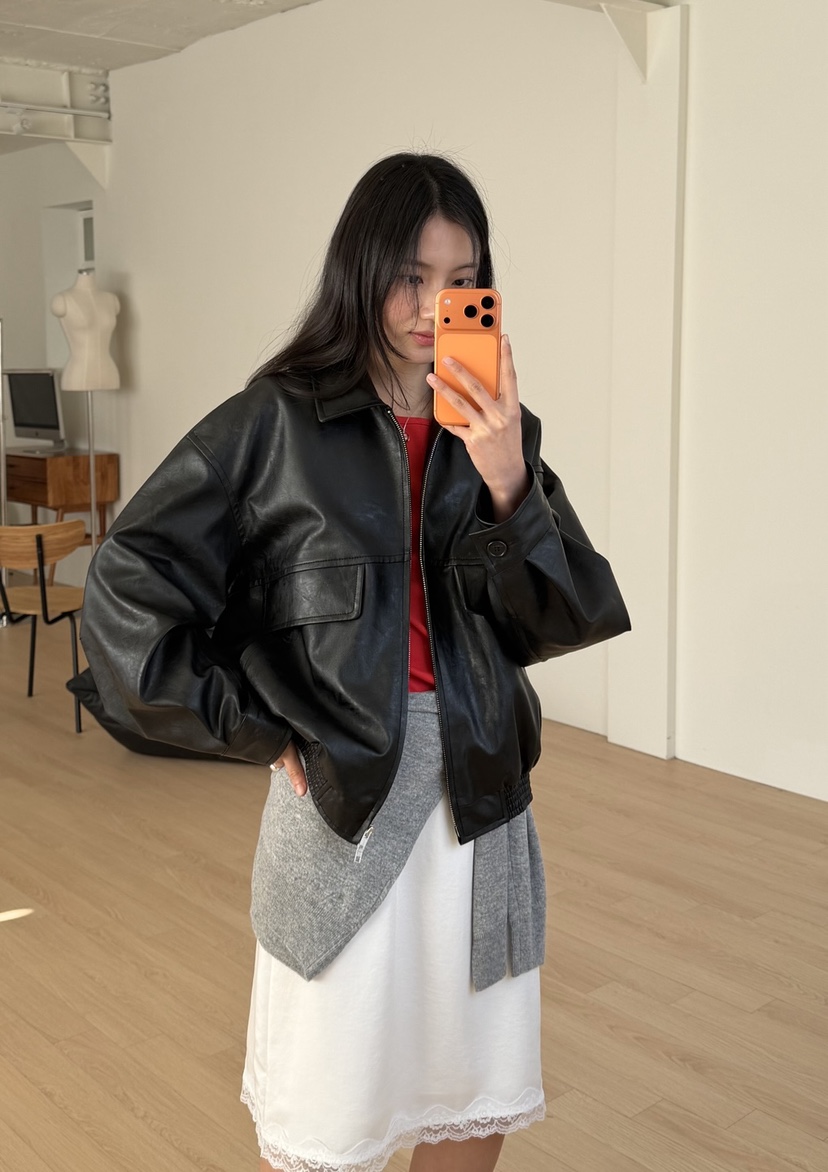 AMY GRACE-A東大門實拍女士新款熱賣真品人氣職業夾克皮革AMY GRACE-A夾克