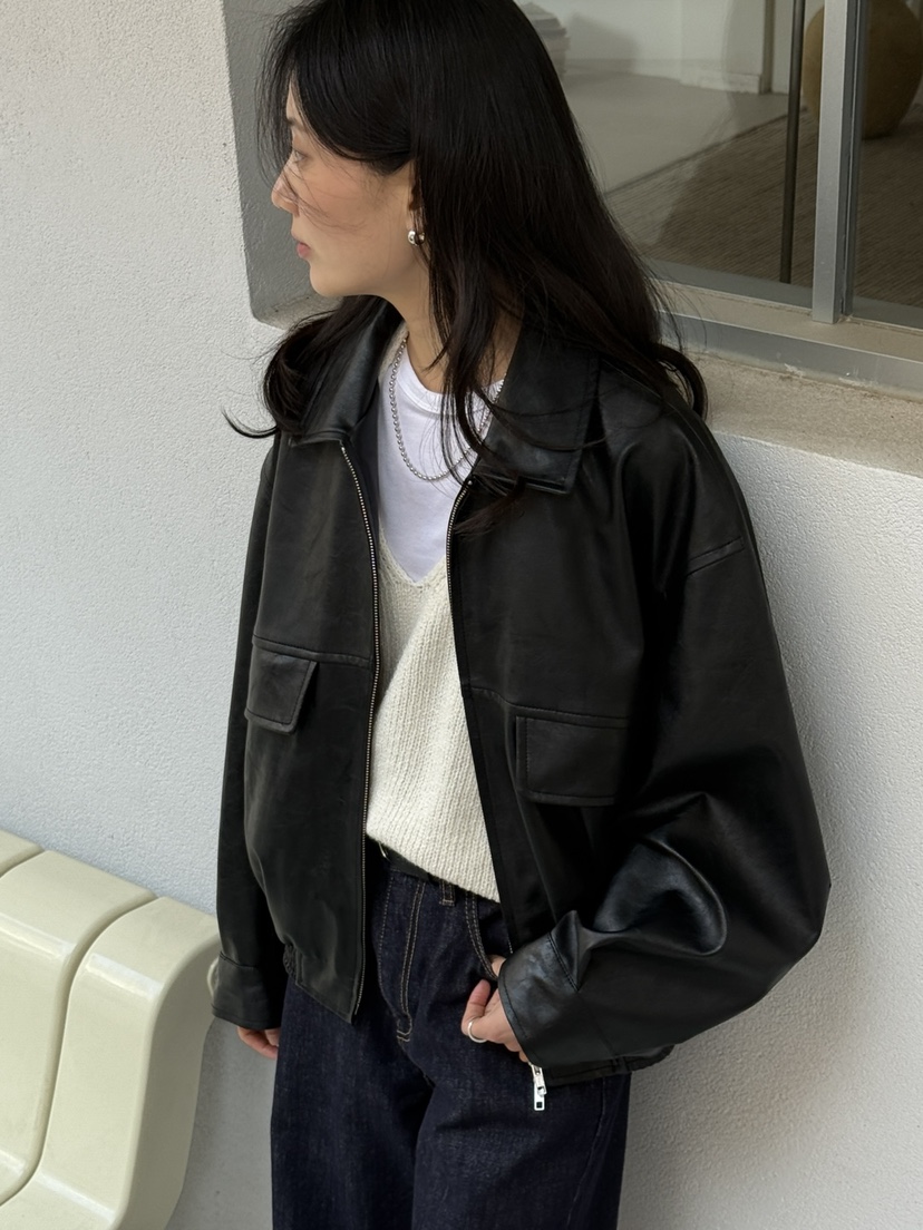 AMY GRACE-A東大門實拍女士新款熱賣真品人氣職業夾克皮革AMY GRACE-A夾克