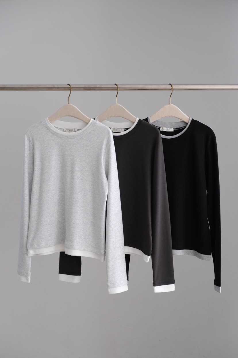 SORBET/FLAT WHITE韓國代購女士新款職業人氣休閑長袖T恤SORBET/FLAT WHITE長袖T恤