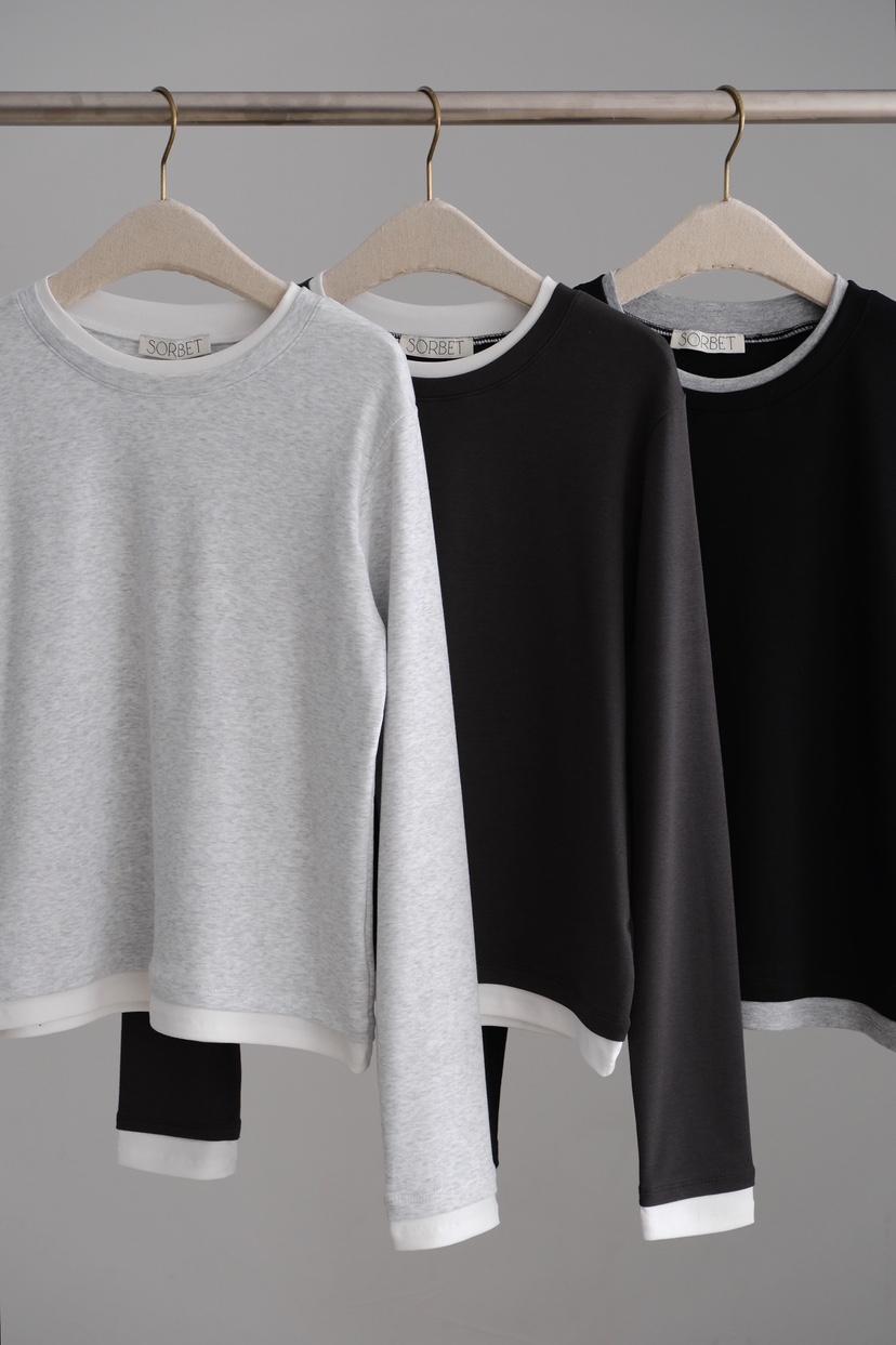 SORBET/FLAT WHITE韓國代購女士新款職業人氣休閑長袖T恤SORBET/FLAT WHITE長袖T恤