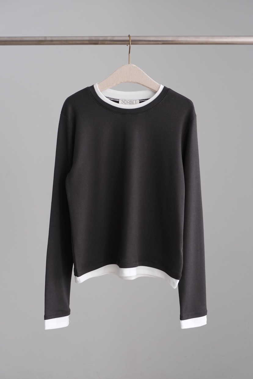 SORBET/FLAT WHITE韓國代購女士新款職業人氣休閑長袖T恤SORBET/FLAT WHITE長袖T恤圖色1