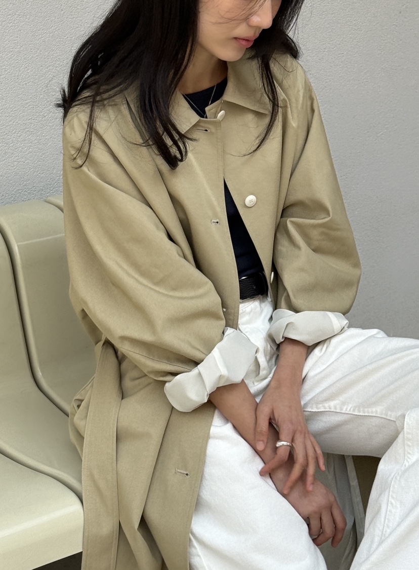 AMY GRACE-A東大門代購女士新款26春夏中長款大衣含腰帶AMY GRACE-A中長款大衣