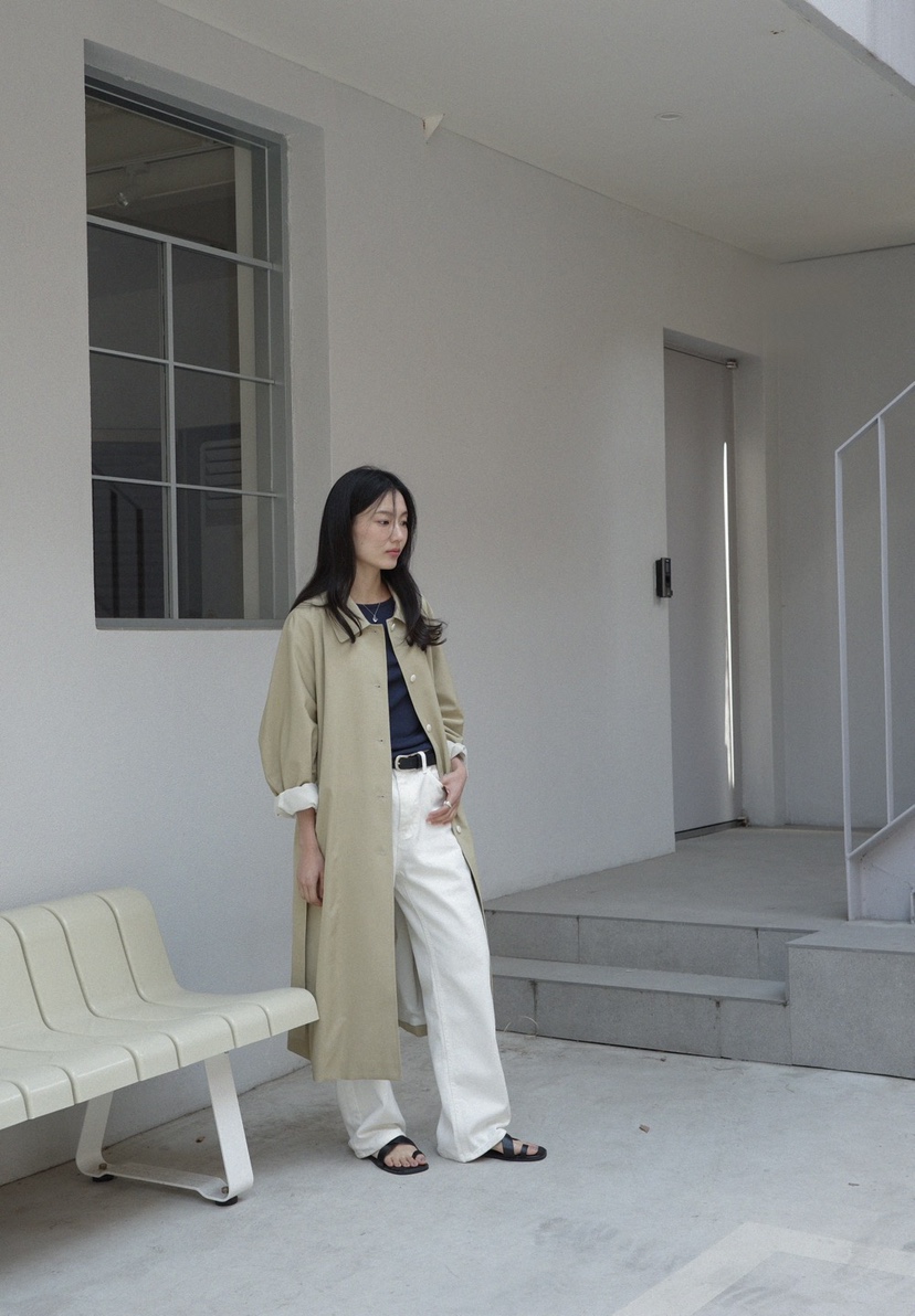 AMY GRACE-A東大門代購女士新款26春夏中長款大衣含腰帶AMY GRACE-A中長款大衣