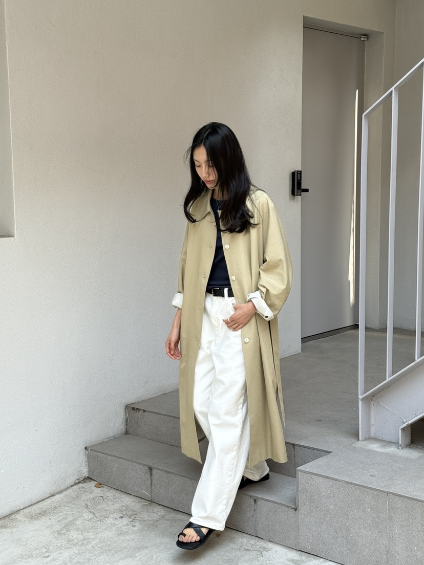 AMY GRACE-A東大門代購女士新款26春夏中長款大衣含腰帶AMY GRACE-A中長款大衣