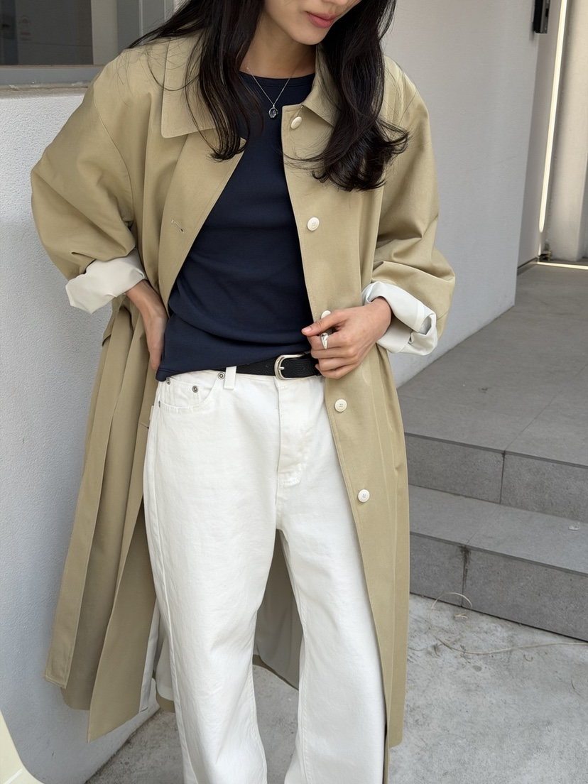 AMY GRACE-A東大門代購女士新款26春夏中長款大衣含腰帶AMY GRACE-A中長款大衣