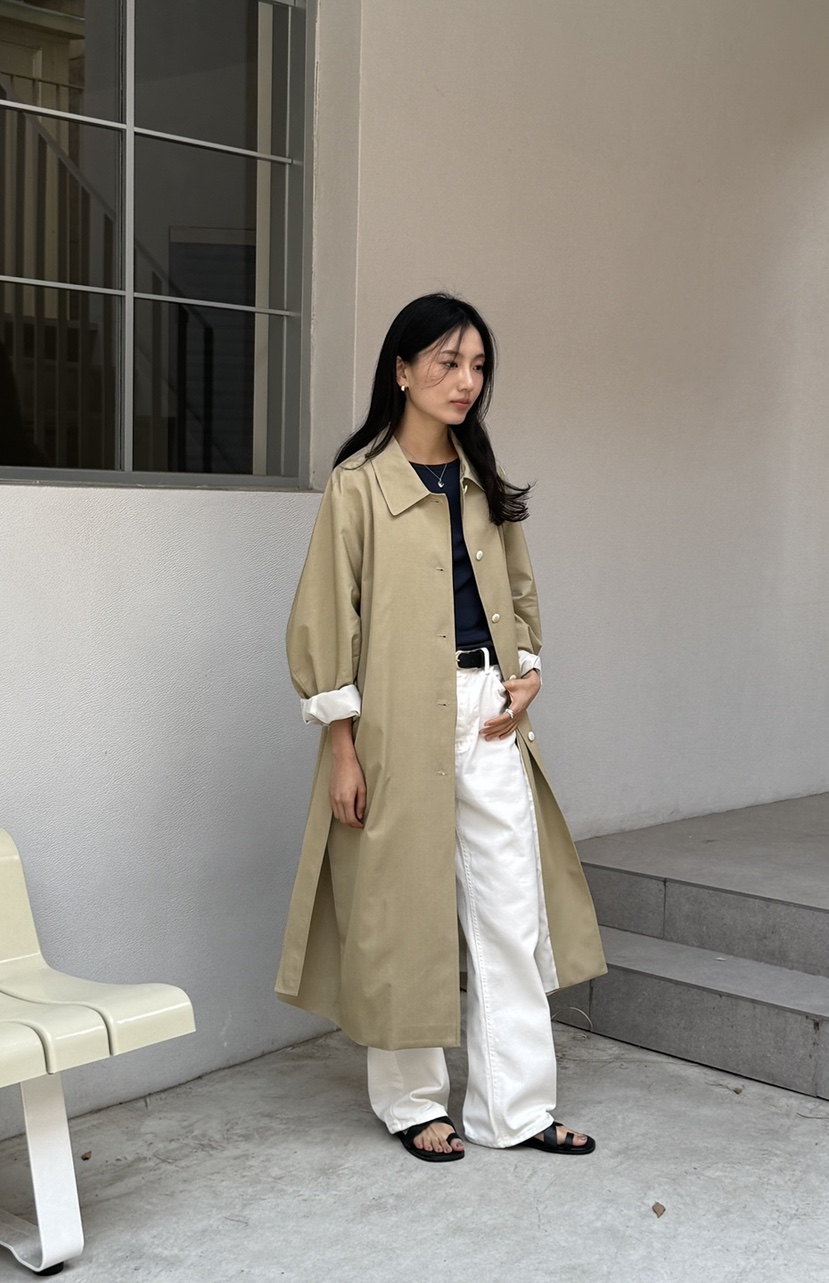 AMY GRACE-A東大門代購女士新款26春夏中長款大衣含腰帶AMY GRACE-A中長款大衣