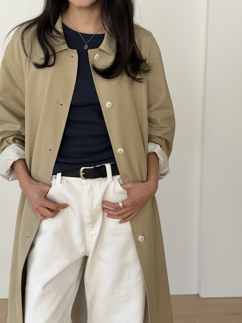 AMY GRACE-A東大門代購女士新款26春夏中長款大衣含腰帶AMY GRACE-A中長款大衣