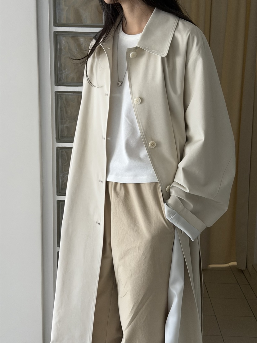 AMY GRACE-A東大門代購女士新款26春夏中長款大衣含腰帶AMY GRACE-A中長款大衣