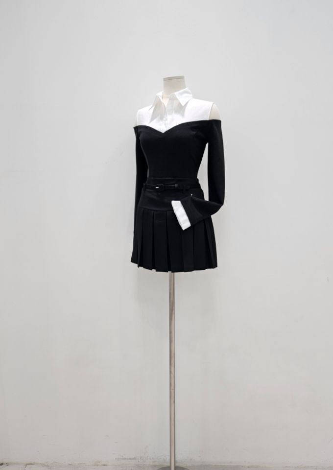 HIGH HEELS東大門代購女裝新品時尚人氣熱賣短裙含腰帶褶裥HIGH HEELS短裙