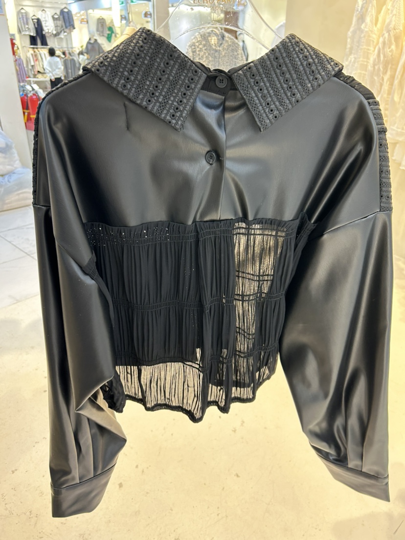 ECHOPARTY東大門代購女士新款休閑人氣真品襯衫蕾絲衫皮革ECHOPARTY襯衫/蕾絲衫