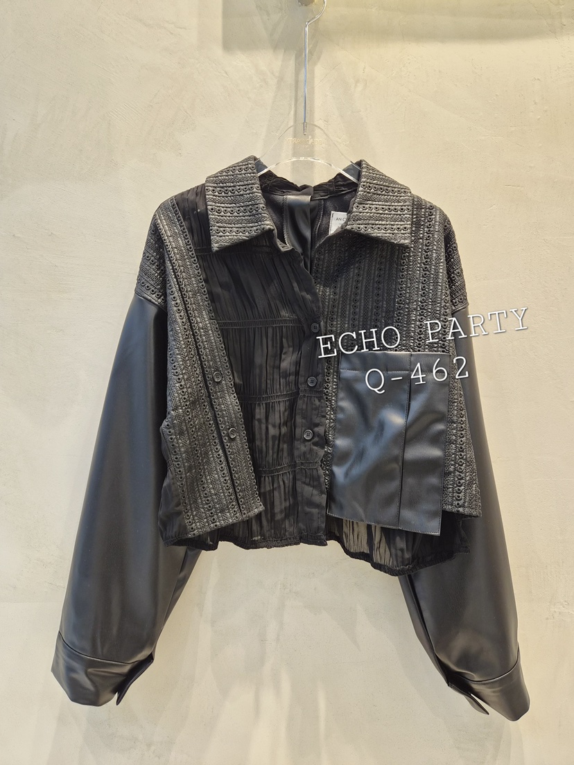 ECHOPARTY東大門代購女士新款休閑人氣真品襯衫蕾絲衫皮革ECHOPARTY襯衫/蕾絲衫圖色2